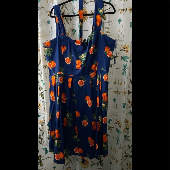 Collectif Orange Swing Dress NWT Size UK 24 US 20 - Picture 2 of 3